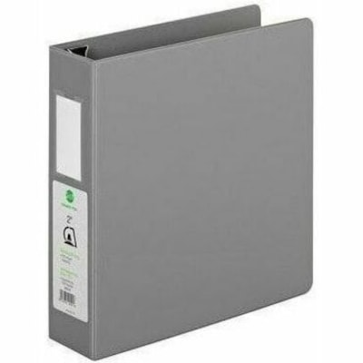 Grand & Toy 2" Letter-Size Locking D-Ring Binder, Grey - Letter - 8 1/2" (215.90 mm) x 11" (279.40 mm) Sheet Size - 650 Sheet Capacity - 3 x 2" (50.80 mm) Ring(s) - Fastener(s): D-Ring - Pocket(s): 4, Internal - Polypropylene, Plastic, Vinyl - Gray - Recycled - PVC-free, Anti-glare, Locking Ring, Lo LEATHER GRAINED VINYL 2 INSIDE POCKETS