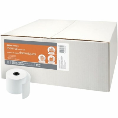 Grand & Toy Thermal Paper Rolls, 3 1/8" x 230', White, Carton of 50 - 3 1/8" (79.38 mm) x 230 ft (70.10 m) - Single Ply, Jam-free, End of Paper Indicator, BPA Free - White - 50 / Carton WHITE  50/CTN 
