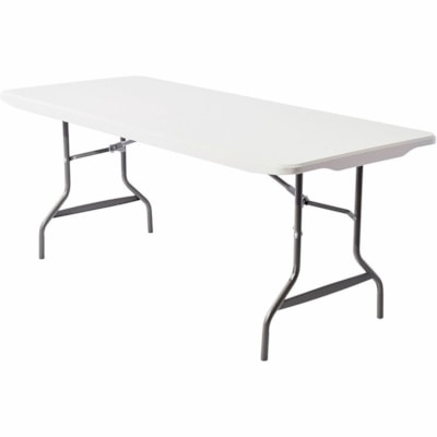 Grand & Toy Molded Plastic Top Folding Table, 29"H x 72"W x 30"D, Gray Granite - Platinum Rectangle Top - Charcoal Base - Traditional Style - 72" (1828.80 mm) Table Top Width x 30" (762 mm) Table Top Depth - 29" (736.60 mm) Height - Assembly Required - Gray Granite, Platinum - Polyethylene, Plastic   