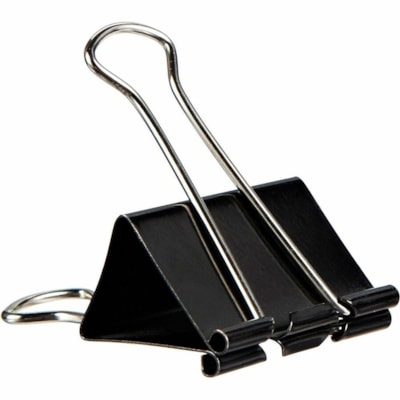 Grand & Toy Binder Clip - Large - 1.06" (26.92 mm) Width - 0.8" Size Capacity - for Document, Paper, Binder - Easy to Use, Reusable, Heavy Duty - Black - Steel, Nickel - 12 / Box BLACK CLIP SILVER ARM 12/BOX OMAX BRAND REPLACED 99824