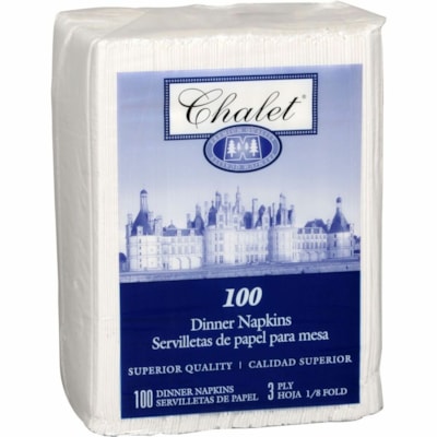 SERVIETTE DÎNER CHALET 3-PLIS 1/8 PLIS BLANC 