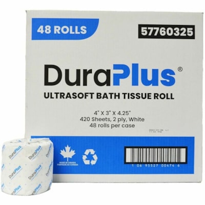 DURA+ TOILET TISS 48X420SHT 2PLY WHITE 