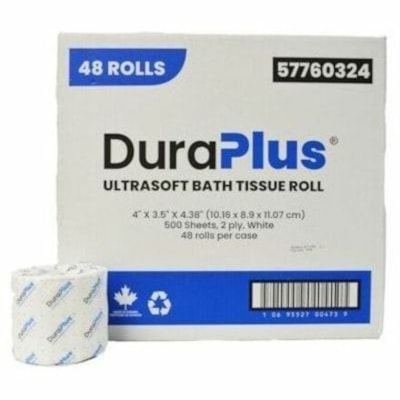 DURA+ TOILET TISS 48X500SHT 2PLY WHITE 