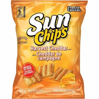 Sun Chips Multigrain Chips, Harvest Cheddar, 40 g/Bag, 40 Bags/CT - Cheddar - 1.41 oz (40 g) - 40 / Unit  