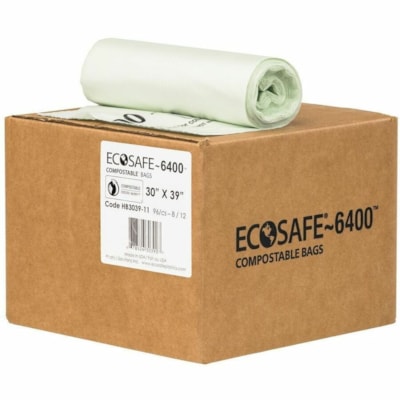 SACS COMPOSTABLES 30"X39" VERT OPAQUE 96 SACS PAR CAISSE