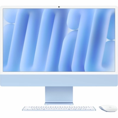 Apple iMac MWV33LL/A All-in-One Computer - Apple M4 - 16 GB - 512 GB SSD - 24" 4.5K - Desktop - Blue - Apple M4 Chip - 4480 x 2520 - MacOS Sequoia - Apple Deca-core (10 Core) - English (US) Keyboard - IEEE 802.11ax - 143 W  4.5K DISPLAY: APPLE M4 CHIP W ITH 10-CORE CPU AND