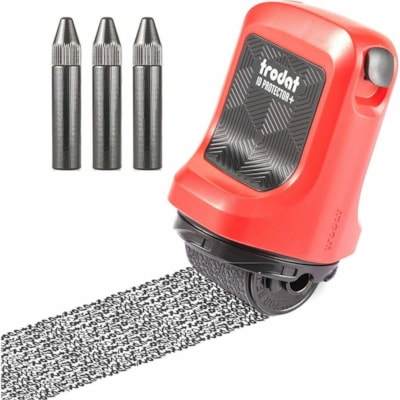 Trodat Roller Stamp - Design Stamp - 1" (25.40 mm) Impression Width - Black - Shipping - Recycled RED MOUNT 