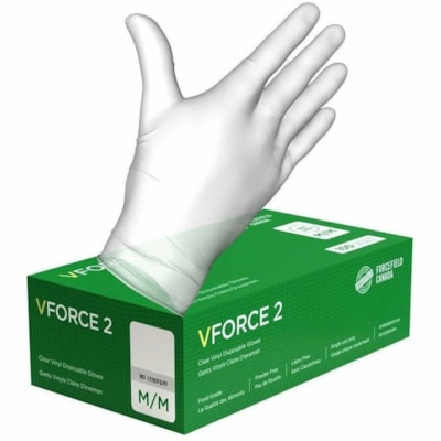 Forcefield VForce 2 Vinyl Disposable Gloves (Case of 1000 Gloves) - 4 mil (0.10 mm) Thickness - X-Large Size - Vinyl - Clear - Comfortable - For Food Handling, Food Preparation, Painting, Maintenance, Cleaning, Electronic, Small Part Handling - 1000 / Case - 100 / Box DISPLOSABLE FOOD GRADE 