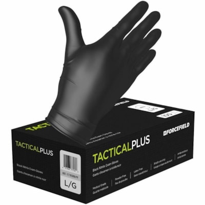 Forcefield Tactical Plus Nitrile Disposable Examination Gloves (Case of 1000 Gloves) - Dirt, Grease Protection - Small Size - Nitrile - Black - Textured Fingertip, Latex-free - For Examination, Medical - 1000 Case - 100 / Box NITRILE MEDICAL GRADE  BLACK 