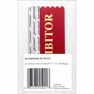 AVERY EXPOSANT RG25/PQ STACKARIBBON 1-5/8PO X 4PO ROUGE