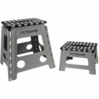 FOLDING STEP STOOLS BLCK 2PACK 9" (S) AND 15" (L) SEAT HEIGHT DURABLE STEPS  FOLDS EASILY