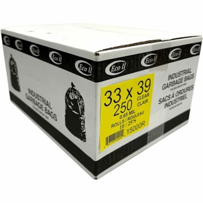 Eco II Garbage Bags - Eco II 33x39 0.65MIL Clear Tint Rolls Case of 250 ROLLS 10/25'S 