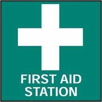 ICC First Aid Station Sign - Self Stick Vinyl, 7" x 7" , Self-Stick Vinyl - 7" (177.80 mm) Width x 7" (177.80 mm) Height x 60 mil (1.52 mm) Depth - White Print/Message Color - Self Sticking, Durable, Weather Resistant, Flexible, Permanent Adhesive, Adhesive Backing - First Aid, Outdoor, Indoor - Vin SELF-STICK VINYL 