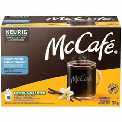 McCafé® - Coupe K, Pod Café Vanille française medium roast - Compatible avec Cafetière Keurig K-Cup - Moyen - 3,7 oz (104 g) - Coupe K, Pod - Vanille française - 10 / boîte  