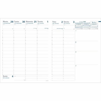 Quo Vadis Planner President Refill English - Large - Weekly - 13 Month - December 2025 to December 2026 - 8:00 AM to 9:00 PM - Half-hourly - Monday - Saturday, 8:00 AM to 7:00 PM - Hourly - Sunday - 1 Week Double Page Layout - 8 1/4" (209.55 mm) x 10 3/4" (273.05 mm) Sheet Size - White Sheet - Stitc REFILL PLANNER WEEKLY APPOINTMENT 2PPW