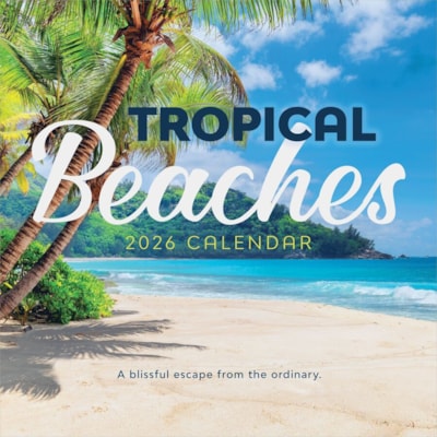 TF Publishing 2026 Tropical Beaches Wall Calendar - Monthly - 12 Month - January 2026 to December 2026 - 12" (304.80 mm) x 24" (609.60 mm) Sheet Size - Wall Mount - Multi - Paper - Monthly Grid, Plastic-free, Bonus Month  