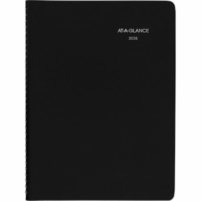 At-A-Glance 2026 Weekly Appointment Book - 11" H x 8" W - Black - Bilingual - Weekly - 12 Month - January 2026 to December 2026 - Quarter-hourly, 7:00 AM to 9:45 PM - Monday - Friday, 7:00 AM to 6:45 PM - Saturday - 1 Week Double Page Layout - 8" (203.20 mm) x 11" (279.40 mm) Sheet Size - Spiral Bou BILINGUAL 8X11 BLK SIM.LEATHER 