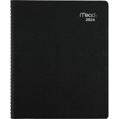 Mead 2026 Contempo Monthly Appointment Book - 8-3/4" H x 6-7/8" W - Black - Bilingual - Monthly - 12 Month - January 2026 to December 2026 - 1 Month Double Page Layout - 6 7/8" (174.50 mm) x 8 3/4" (222.25 mm) Sheet Size - Spiral Bound - Paper - Black Poly, Polypropylene Cover - Appointment Schedule DESK APPOINTMENT BOOK BLACK 