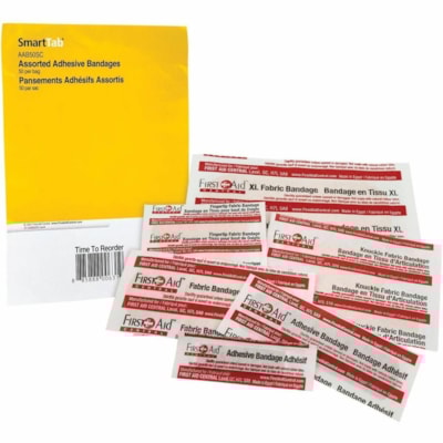 First Aid Central Assorted Adhesive Bandages, 50 per Bag - Assorted Sizes - Plastic - 50 / Bag REFILL BAGGED  ASSORTED COMPONENT FOR CABINET