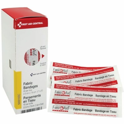 First Aid Central Fabric Bandages 2.5 x 7.6 cm (1" x 3"), 40 per Box, SmartCompliance Refill - Natural - Fabric - 40 / Box 2.5 CM X 7.6 CM (1" X 3") 40 PER BOX - REFILL COMPONENT