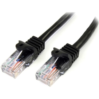 StarTech.com 50 ft Black Cat5e Snagless UTP Patch Cable - Category 5e - 50 ft - 1 x RJ-45 Male - 1 x RJ-45 Male - Black ed Pair (UTP) - Male Left Gend er - Male Right Gend
