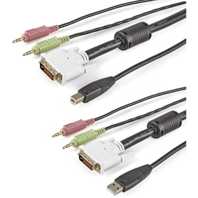 StarTech.com 4-in-1 USB DVI KVM Cable with Audio and Microphone - Connect high resolution DVI video, USB, audio and microphone all in one cable - kvm cable - usb kvm cable - kvm switch cable -DVI kvm cable ini-Jack Left Connector - Male  Left Gender - DVI U
