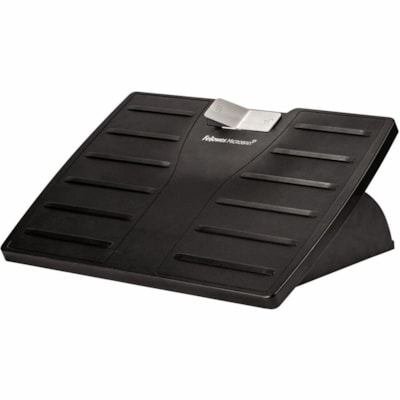 Fellowes Office Suites(tm) Adjustable Footrest with Microban® - 30° Tilt - Black, Silver - 1 Each FOOTREST W/MICROBAN PROTECTION 