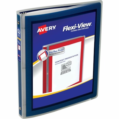 Avery® - Reliure Flexi-View(tm) ½" po , avec anneaux ronds, Bleu - 1/2 po (12,70 mm) Capcité du classeur - format lettre - format 8 1/2 po (215,90 mm) x 11 po (279,40 mm) - 100 Capacité en feuilles - 3 x 0,50 po (12,70 mm) Ring(s) - Fastener(s) : Anneau rond - Pocket(s) : 0, Int  " ROUND RINGS BLUE