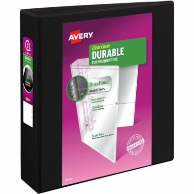 Avery® Durable View Binder 2" , Slant D Rings, Black - 2" (50.80 mm) Binder Capacity - Letter - 8 1/2" (215.90 mm) x 11" (279.40 mm) Sheet Size - 530 Sheet Capacity - 3 x 2" (50.80 mm) Ring(s) - Fastener(s): Slant Ring - Pocket(s): 2, Internal - Polypropylene - Black - Recycled - Pocket, Durable SLANT D RINGS BLACK 2"