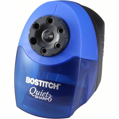 Bostitch - Taille-crayon électrique robuste pour salle de classe QuietSharp - Bureau - 6 Trou(s) - hauteur de 7,50 po (190,50 mm) x largeur de 5 po (127 mm) x profondeur de 9 po (228,60 mm) - Noir, Bleu - 1 chaque POUR UTILISATION EN CLASSE BLEU
