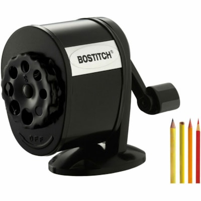 Bostitch Antimicrobial Manual Pencil Sharpener - Wall Mountable, Table Mountable - 8 Hole(s) - 4.25" (107.95 mm) Height x 2.50" (63.50 mm) Width - Metal - Black - 1 Each MANUAL  ADJUST 8 PENCIL SIZES EASY MOUNT  BLACK