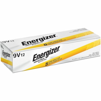 Energizer 9-Volt Industrial Alkaline Batteries - For Gas Detector, Smoke Detector, Stud Finder - 9V - 9 V - 12 / Box NOT FOR RETAIL SALE 