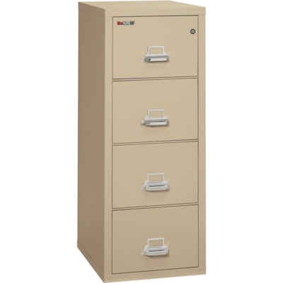 FireKing - Classeur profond isolé - 4 tiroirs - largeur de 20,8 po (527,05 mm) x profondeur de 25 po (635 mm) x hauteur de 52,8 po (1339,85 mm) - 4 x Tiroir(s) pour Dossier - format légal - Ignifugé - Parchemin - Thermolaqué - Acier UL 1HR CLASS 350 FIRE&IMPACT 