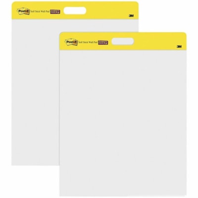 Post-it® Self-Stick Easel Pads - 20 Sheets - Plain - Stapled - 18.50 lb (8391.46 g) Basis Weight - 20" (508 mm) x 23" (584.20 mm) Sheet Size - White Paper - Cardboard Cover - Resist Bleed-through, Removable, Sturdy Back - 2 / Pack 2 PADS/PK 20 SHEETS/PAD ADHERES TO MOST WALL SURFACES