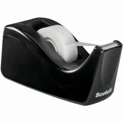 Scotch Two-tone Desktop Office Tape Dispenser - Holds Total 1 Tape(s) - 1" (25.40 mm) Core - Refillable - Non-skid Base - Black - 1 Each 2 TONE COLOURS 