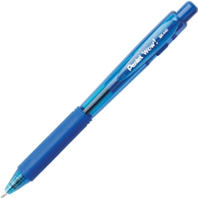 Pentel WOW! Retractable Ballpoint Pens - 1 mm (0.04") Medium Pen Point - Retractable - Blue Ink - Blue Barrel - 1 Dozen MEDIUM 