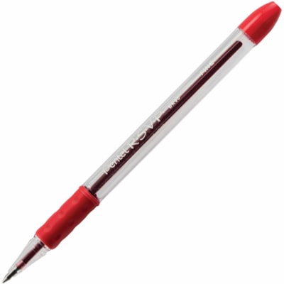 Pentel - Stylo à bille RSVP - 0,7 mm (0,03 po) Fine Pointe de stylo - Rechargeable - Ink Rouge - Barrel clair - 1 chaque PRISE CONFORT  R.S.V.P. ÉCONO. UTILISE RECHARGE #RFJ3F-3