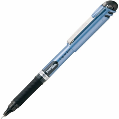 EnerGel Liquid Gel Pen, (0.5mm) Needle Tip, Black Ink - Pentel EnerGel Liquid Gel Rollerball Pen with Cap to Protect Pockets, Everyday Writing, Office Supplies, School Supplies, 0.5mm, Fine Needle Point, Blue Barrel, Black Ink LIQUID GEL 0.5MM 
