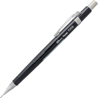 Pentel Sharp Automatic Pencils - 0.5 mm (0.02") Lead - #2 - Refillable - Black Barrel - 1 Each FIXED SLEEVE PLASTIC BARREL CHROME-LIKE TRIM