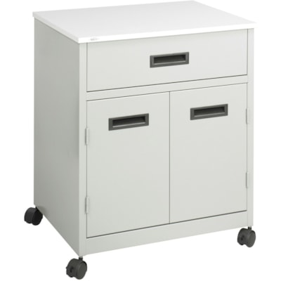 Safco Steel Mobile Machine Stand with Drawer - 200 lb (90718.47 g) Load Capacity - 2 x Shelf(ves) - Hinged Door - 29.75" (755.65 mm) Height x 25" (635 mm) Width x 20" (508 mm) Depth - Floor - Laminate, Powder Coated - Steel - Gray  