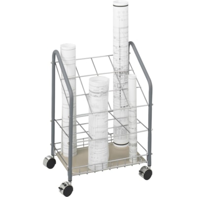Safco Tabular Steel Wire Roll File - 3.75" (95.25 mm) Roll Diameter Supported - Locking Casters - Gray - Steel - 1 Each  