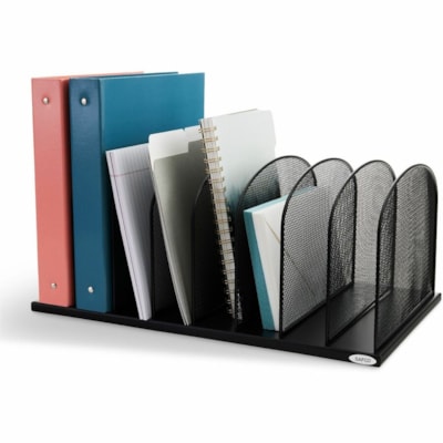 Safco Mesh Desk Organizers - 8 Compartment(s) - Compartment Size : 2" (50.80 mm) - 8.3" (209.55 mm) Height x 19.3" (488.95 mm) Width x 11.5" (292.10 mm) Depth - Desktop - Powder Coated - Black - Steel - 1 Each 8 - 2" WIDE VERTICAL PARTS.BLK 19 1/4"W X 11 1/2"D X 8 1/4"H