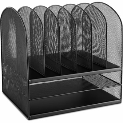 Safco - Organisateur de bureau Onyx 2 horizontal/6 vertical - 8 Compartiment(s) - hauteur de 13 po (330,20 mm) x largeur de 13,3 po (336,55 mm) x profondeur de 11,5 po (292,10 mm) - Bureau - Noir - Acier - 1 chaque  