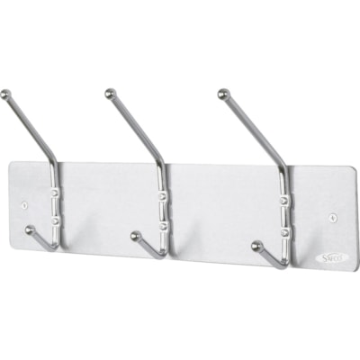Safco 3-Hook Contemporary Steel Coat Hooks - 3 Hooks - 10 lb (4535.92 g) Capacity - 7" (177.80 mm) Height x 18" (457.20 mm) Width - for Garment - Steel - Silver - 1 Each  