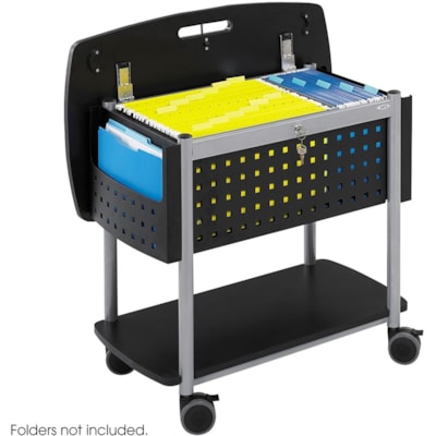 Safco Scoot Mobile File Cart - 200 lb (90718.47 g) Capacity - 4 Casters - 3" (76.20 mm) Caster Size - Steel - 29.8" (755.65 mm) Width x 18.8" (476.25 mm) Depth x 27" (685.80 mm) Height - Black - 1 Each BLACK/GREY  SAFCO 29 7/8"WX18 3/4"DX27"H