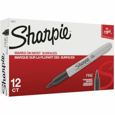 Sharpie Pen-style Permanent Marker - Fine Marker Point - Black Ink - Alcohol Based - 1 Dozen POINT PERMANENT INK WRITES ON MOST SURFACES