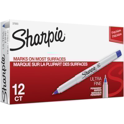 Sharpie Precision Permanent Markers - Ultra Fine, Fine Marker Point - Blue Ink - Alcohol Based - 1 Dozen  