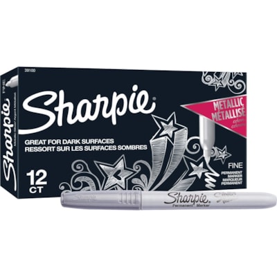 Sharpie Metallic Permanent Markers - 0.5 mm (0.02") Fine Chisel Marker Point - Silver Ink - 1 Dozen  