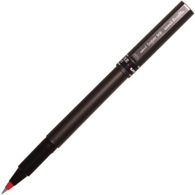 uniball(tm) Deluxe Rollerball Pens - 0.5 mm (0.02") Micro Pen Point - Red Ink - Gray Barrel - 1 Dozen DELUXE .2MM LINE HIGH FIDELITY INK DISPOSABLE SANFORD