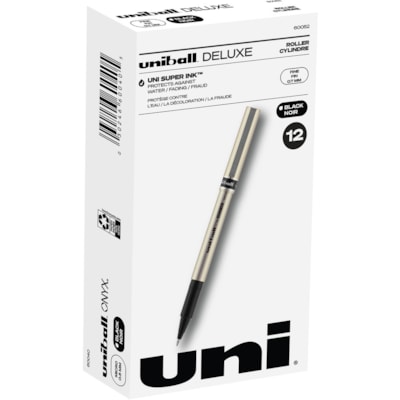 uniball(tm) Deluxe Rollerball Pens - 0.7 mm (0.03") Fine Pen Point - Black Ink - Champagne Barrel - 1 Dozen DELUXE .3MM LINE HIGH FIDELITY INK DISPOSABLE SANFORD